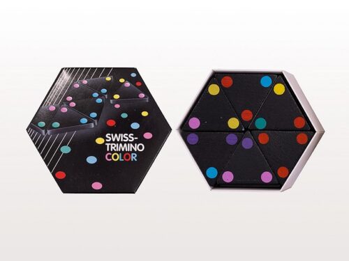 Swisstrimino COLOR, schwarze Steine, in 6-eckiger Kartonschachtel