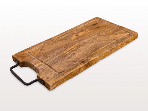 Holztranchierbrett mit Metall-Griff rechteckig